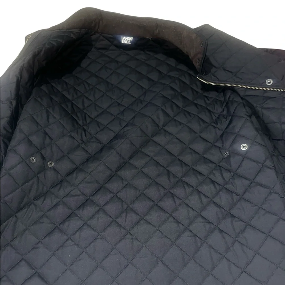 Lands' End Black Quilted Barn Chore Jacket Womens Size XL